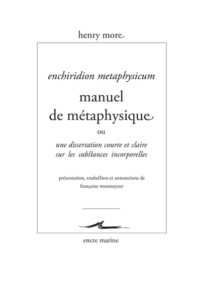 Manuel de métaphysique - Ou dissertation courte et claire sur les substances incorporelles