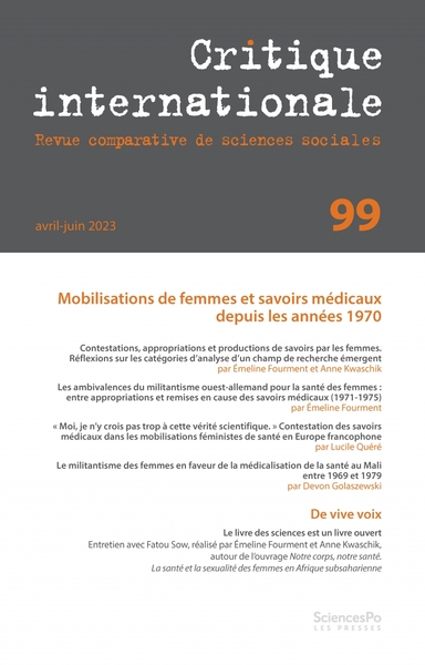 Critique internationale 99 - Mobilisations de femmes et savo