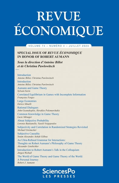 Revue économique T74-4 - Special issue of revue économique i