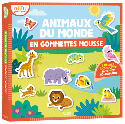 Animaux du monde en gommettes mousse