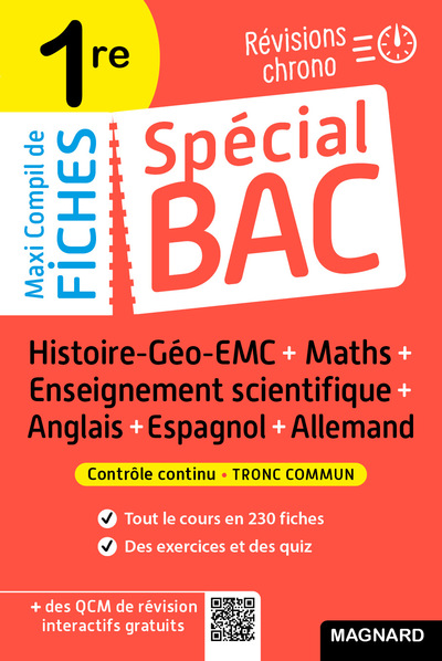 Spécial Bac Maxi Compil de Fiches contrôle continu 1re Bac 2025 - Tout le programme en 230 fiches : cours ultra-visuel, mémos, schémas-bilans, exercices et QCM