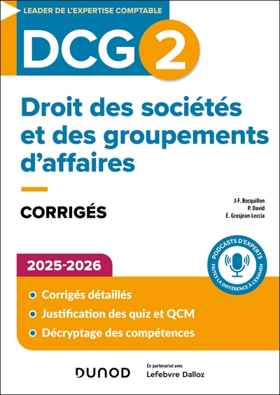 DCG 2 Droit des sociétés et des groupements d affaires - DCG 2 - Droit des sociétés et des groupements d'affaires - Corrigés 2025-2026