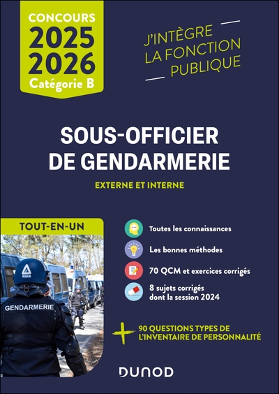 Fonction Publique d'État - Concours Sous-officier de gendarmerie externe et interne - Tout-en-un 2025/2026