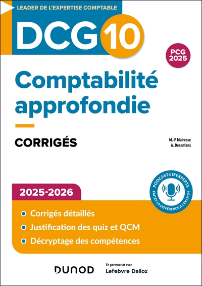 DCG 10 - Comptabilité approfondie - DCG 10 - DCG 10 - Comptabilité approfondie - Corrigés 2025-2026