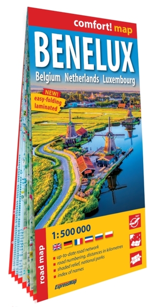 Benelux 1/500.000 (carte grand format laminée) - Anglais