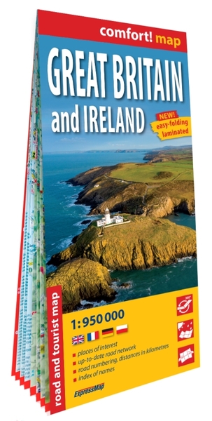 Grande-Bretagne et Irlande 1/950.000 (carte grand format laminée) - Anglais