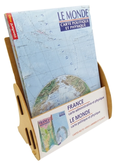 Display 5 × Monde 1/31.000.000   carte politique et physique (format XXL, laminée)