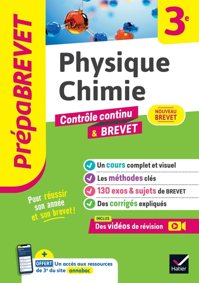 Prépabrevet Physique-Chimie 3e - Nouveau Brevet 2025 - cours, méthodes & sujets de brevet corrigés