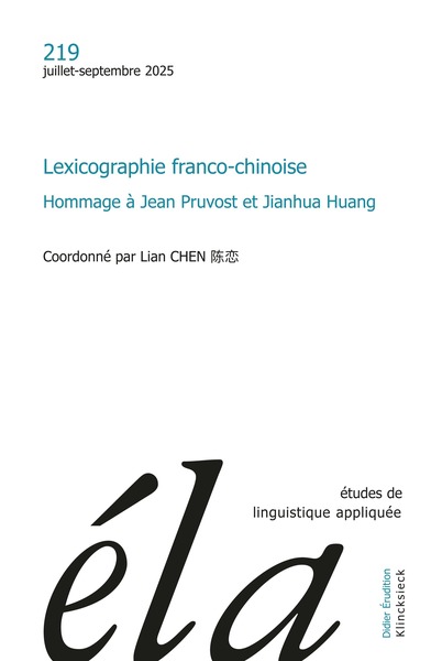Études de linguistique appliquée - n°3-2025 - Lexicographie franco-chinoise