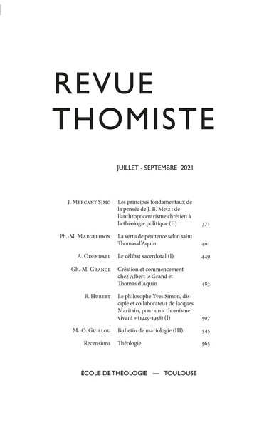 Revue thomiste - N°3/2021
