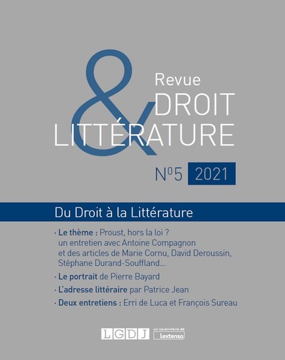 Revue Droit & Littérature N°5-2021 - Du Droit à la Littérature