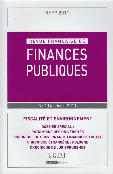 REVUE FRANÇAISE DE FINANCES PUBLIQUES N 114 - 2011