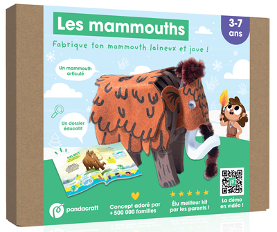 Les mammouths - kit Pandacraft 3-7 ans - Créé ton mammouth laineux et joue !