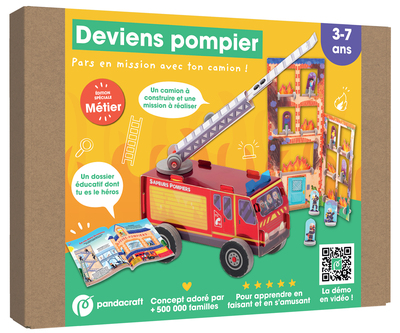 Deviens pompier - Kit Pandacraft 3-7 ans - Deviens pompier pour sauver un immeuble des flammes !