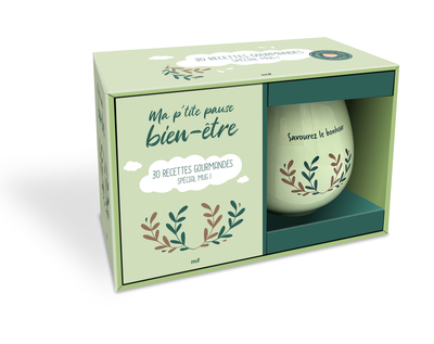 Coffret Mug - Ma p'tite pause bien-être - 30 recettes gourmandes - Un joli mug en céramique et un livre