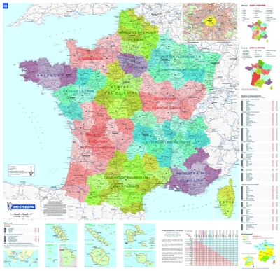 Cartes Murales - France Administrative (plastifié - sous gaine)