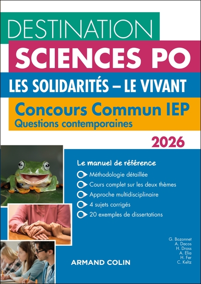 Destination Sciences Po Questions contemporaines 2026 - Concours commun IEP - Nouveau thème. Les solidarités