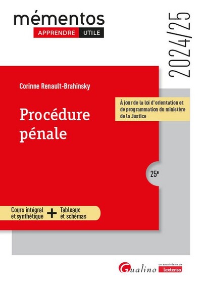 Procédure pénale - À jour de la loi d'orientation et de programmation du ministère de la Justice