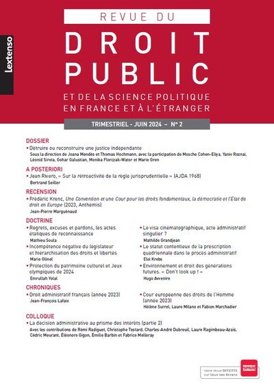 Revue du droit public et de la science politique en France et à l'étranger N°2-2024 - RDP 2-2024
