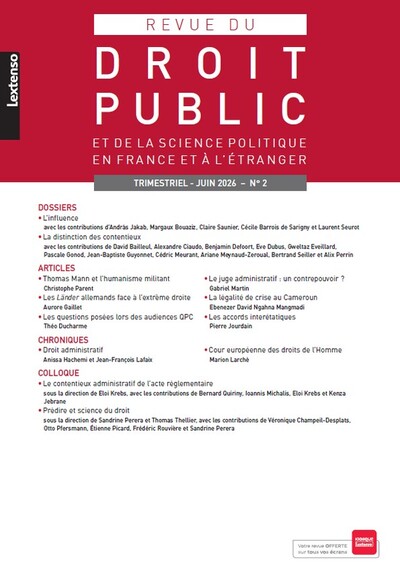 Revue du Droit Public 02/2026