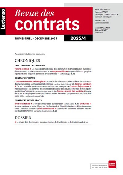 Revue des Contrats 04/2025
