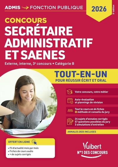 Concours Secrétaire administratif et SAENES - Catégorie B - Tout-en-un - Externe et interne - Concours 2026 - Tout le cours en audio