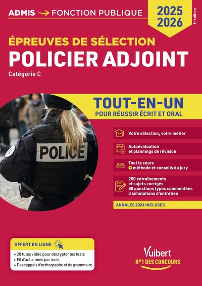 Policier adjoint - Catégorie C - Tout-en-un - Epreuves de sélection 2025-2026