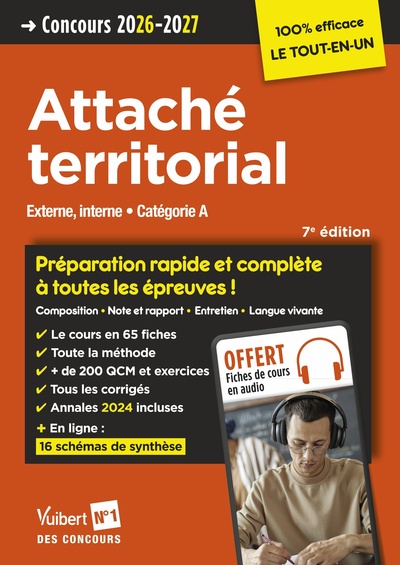 Concours Attaché territorial 2026-2027 - 100% efficace - Externe, interne - Catégorie A