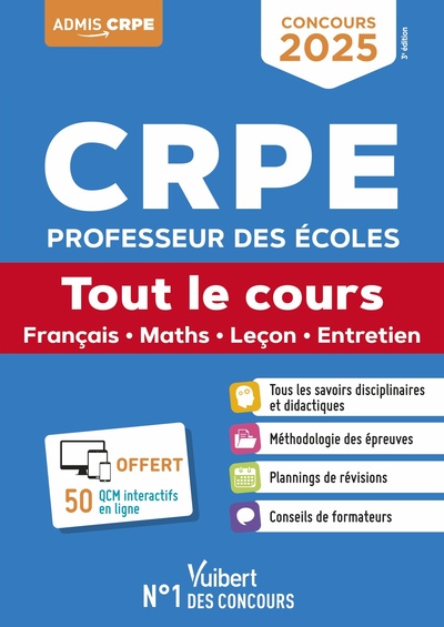 CRPE 2025 - Tout le cours (M2) - Epreuves écrites et orales - Français, Maths, Leçon, EPS et Mises en situation professionnelle