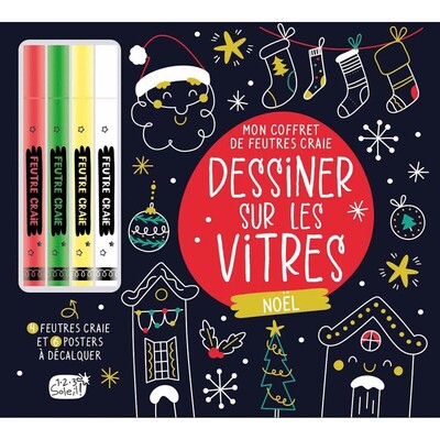 Mon coffret de feutres craie - Noël - Dessiner sur les vitres
