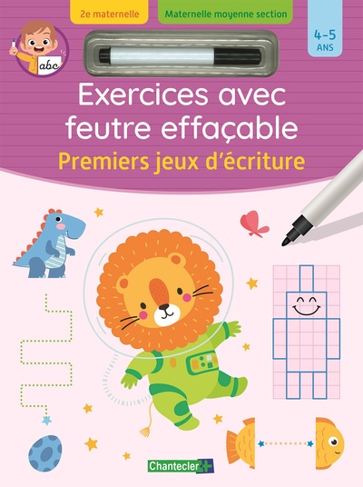 Exercices avec feutre effaçable -premiers jeux d'écriture (4-5 a.)
