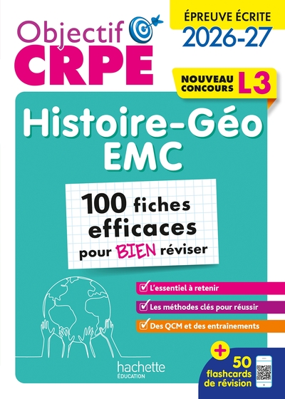 Objectif CRPE 2026 - Histoire-géo EMC - 100 fiches efficaces pour bien réviser - L3