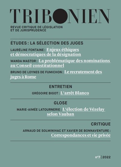 Tribonien Revue critique de législation et de jurisprudence N°7