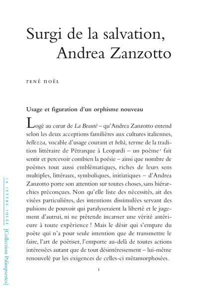 SURGI DE LA SALVATION, ANDREA ZANZOTTO