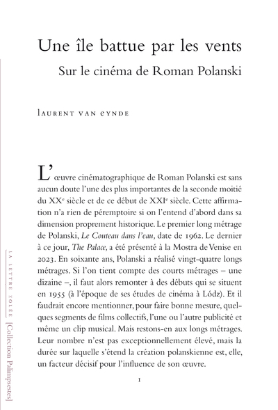 UNE ÎLE BATTUE PAR LES VENTS - Sur le cinéma de Roman Polanski