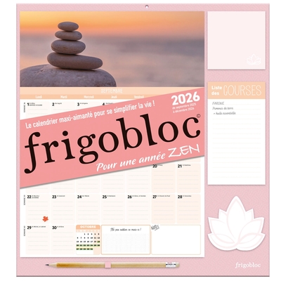 Frigobloc Mensuel 2026 Zen (de sept. 2025 à déc. 2026)