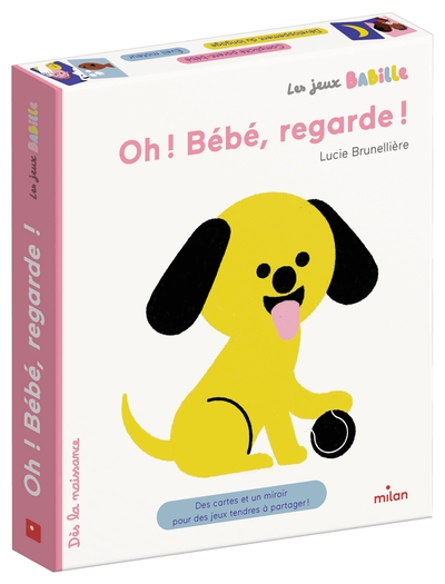 Oh ! Bébé, regarde ! Des cartes et un miroir pour des jeux tendres à partager.