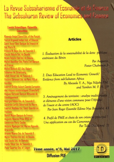 La Revue Subsaharienne d'Economie et de Finance - The Subsaharian Review of Economics and Finance - 7ème année, n°8, Mai 2017