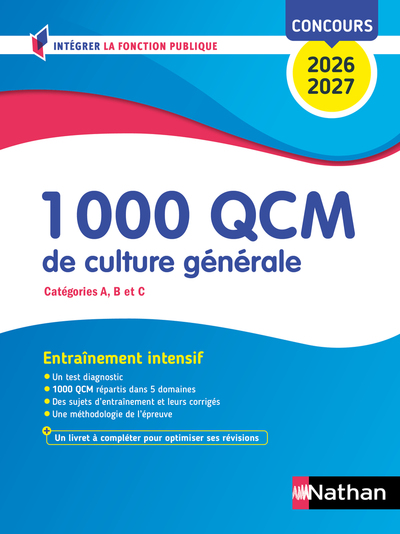 1000 QCM de culture générale (Concours de catégories A, B et C) Concours 2026-2027
