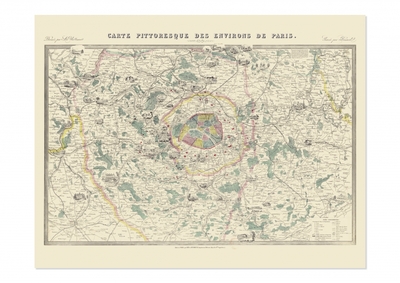 Carte - Carte pittoresque des environs de Paris