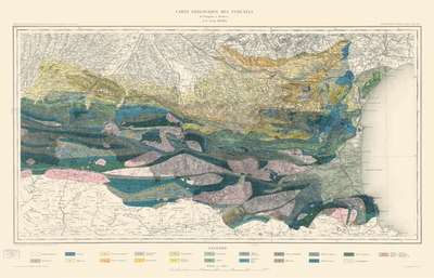 Carte - Carte géologique des Pyrénées-Géographie nostalgique