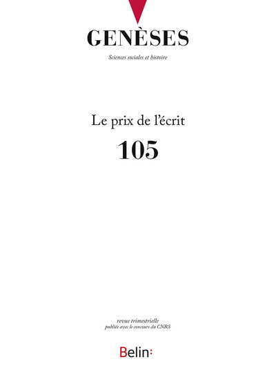 Genèses n°105 - Le prix de l'écrit
