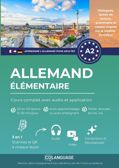 Apprendre l'allemand A2 élémentaire: cours complet avec audio et application - Apprendre l'allemand avec exercices, grammaire et vocabulaire. Idéal pour étude autonome ou...