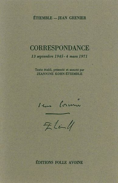 Correspondance Étiemble / Jean Grenier