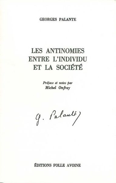 Les Antinomies entre l'individu et la société