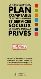 Liste des comptes du plan comptable des établissements et services sociaux et médico-sociaux privés