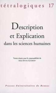 DESCRIPTION ET EXPLICATION DANS LES SCIENCES HUMAINES