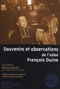 SOUVENIRS ET OBSERVATIONS DE L ABBE FRANCOIS DUINE