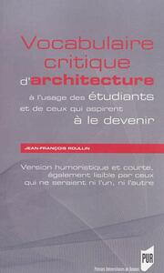 VOCABULAIRE CRITIQUE D ARCHITECTURE