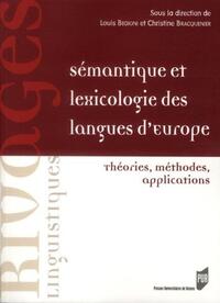 SEMANTIQUE ET LEXICOLOGIE DES LANGUES D EUROPE